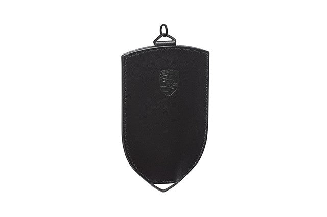 Key Pouch, black, leather, with Porsche crest/logo